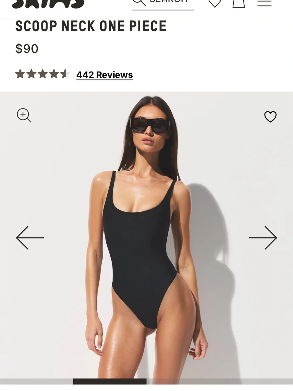 Skims scoop Neck One-Piece Swimsuit - Black as
